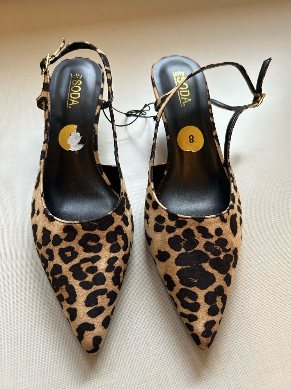 Leopard Print Pointed Slingback Kitten Heel in Brown Size 8 - Picture 6 of 8